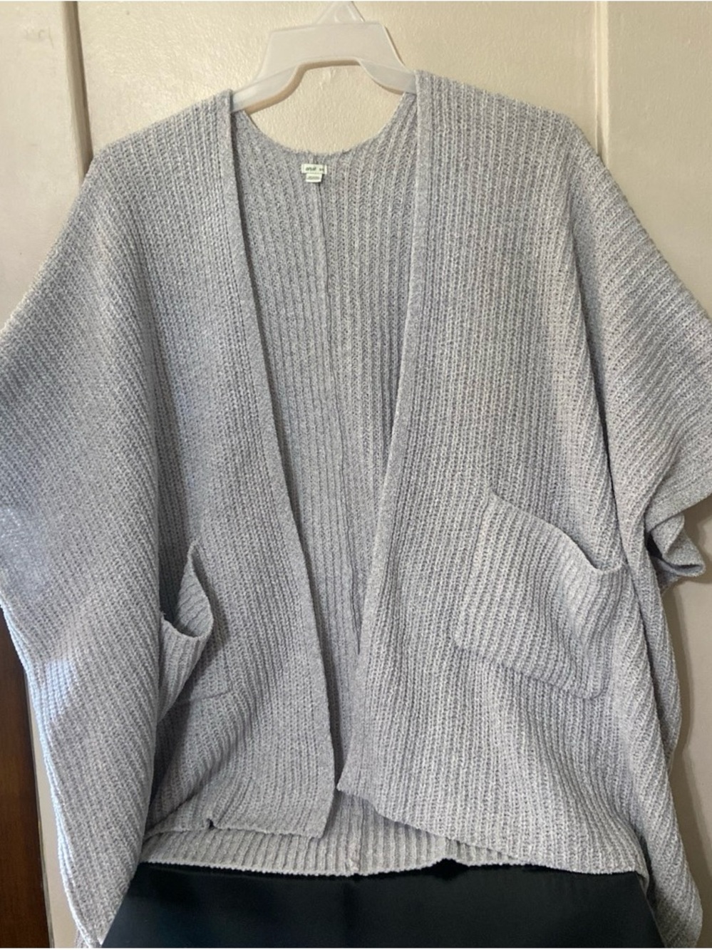 aerie Open-Front Ribbed Cardigan - Light Gray